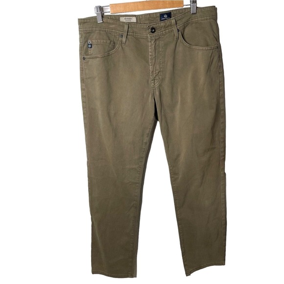 AG Adriano Goldschmied Graduate Tailored Leg Slim Fit Olive Green Jeans 34 x 32 - Picture 1 of 9